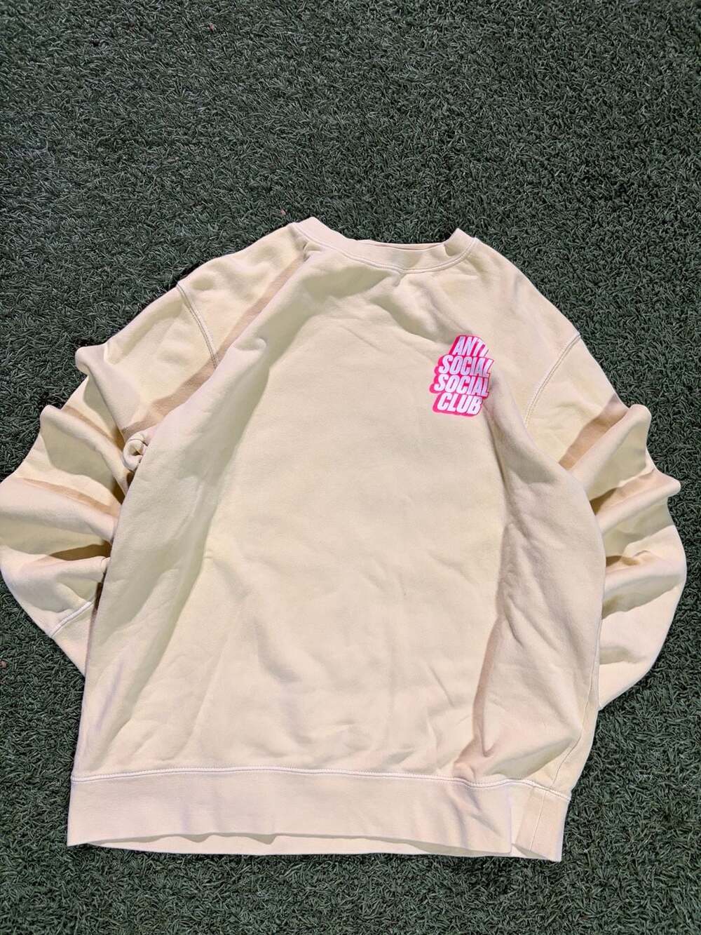 Anti Social Social Club Yellow and Pink Logo Crewneck Sweatshirt Medium